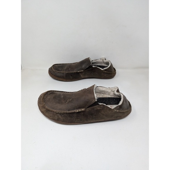 Olukai Moloa Men\'s Size 14 Leather Shearling Slippers‎ Shoes Sheep Fleece Lined main image 7